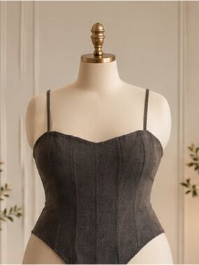 Fashion Nova Charcoal Gray Corset Crop Top